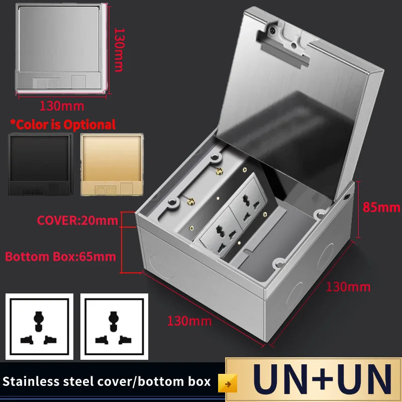 Modern Flat Floor Socket 130mm- Embedded with USB Ports, 304 Stainless Steel - Waterproof Integration with Marble Flooring