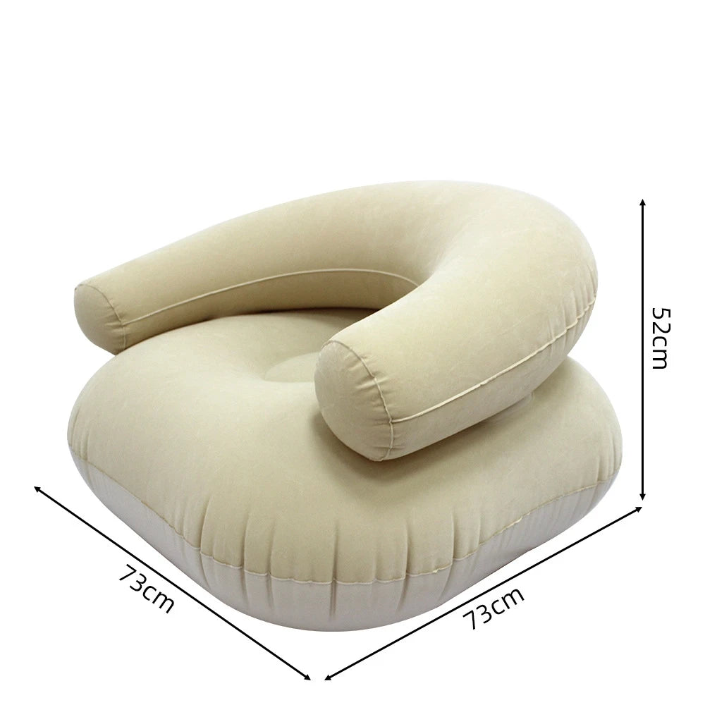 Lazy U-Shaped Inflatable Sofa Chairs Flocking Pvc Lounger Seat Outdoor Camping Living Room Portable Folding Air Single Sofa