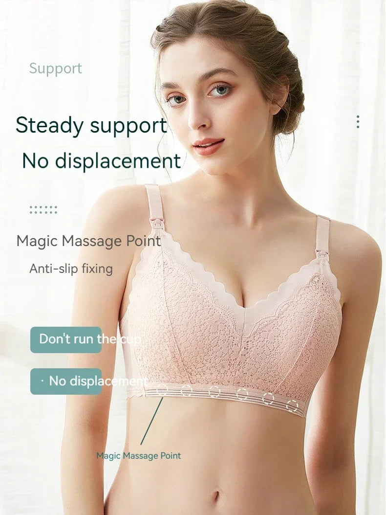 New Lace Up Buckle Without Steel Ring to Prevent Sagging Breastfeeding Bra is Soft and Comfortable For Pregnant Women in Large