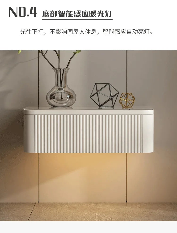 Floating Bedside Table Living Room Designer Nightstands Suspended Nightstand Storage Cabinet Wood Multifunctional Neat Bed Desk