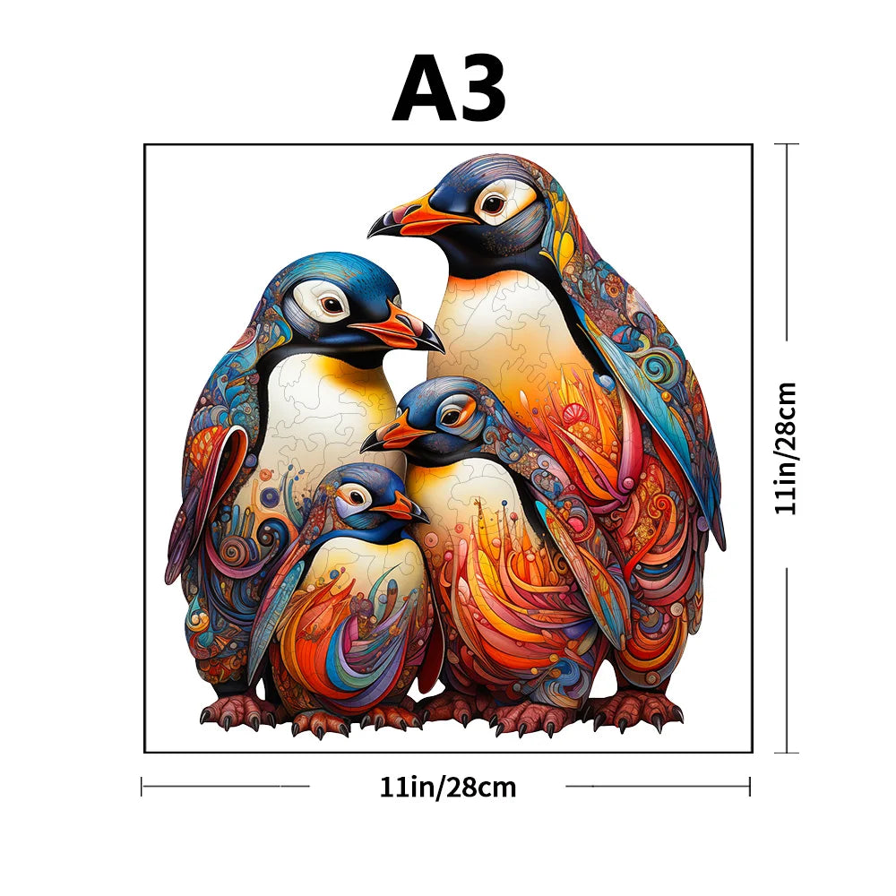 Wooden Puzzle Penguin Exquisite Gift Box with Irregular Shaped Animal Puzzle Gifts for Family Interaction and Adult StressRelief