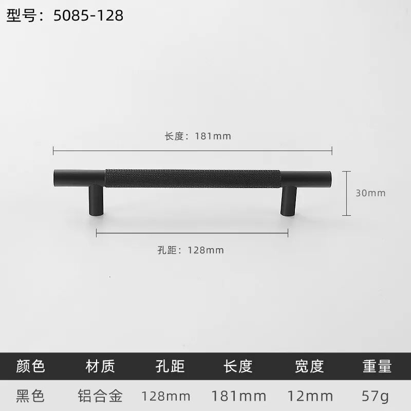 Black Gold Knurled Kitchen Cupboard Cabinet Storage Handles Closet T Bar Wardrobe Door Pulls Door Knobs Home Furniture Handles