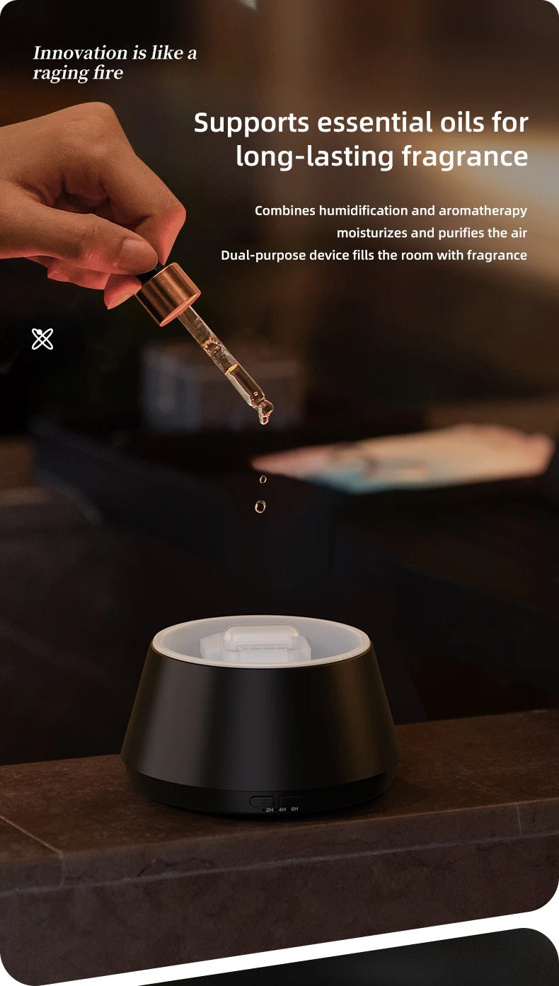 Candle Flame Ultrasonic Air Humidifier with 7-color Flame Ambient Light 3-level Timed Essential Oil Aroma Diffuser for Home Gift
