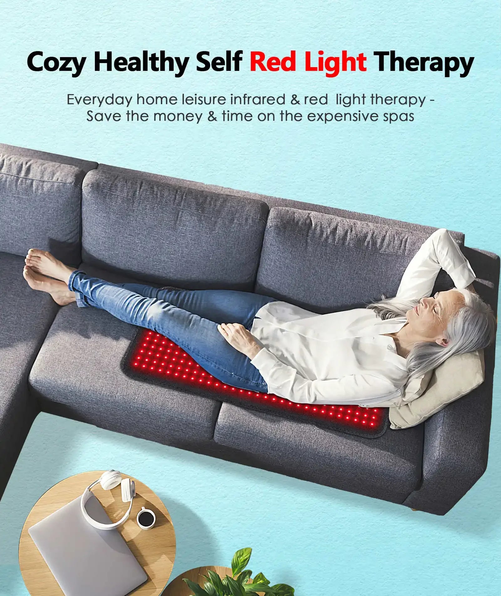 Updated Red Light Therapy Heating Pad for Body Infrared Light Device Cushion Mat Waist Back Shoulder Muscle Pain Relief Relax