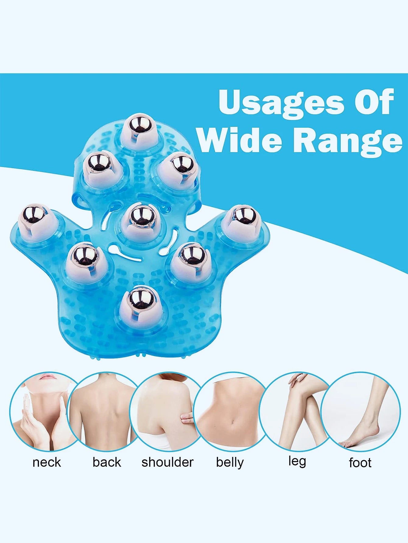 Handheld Massage Ball for Muscle Back Neck Joint Foot Shoulder Leg Pain Relief - Palm Shaped Massage Tool with Roller Balls