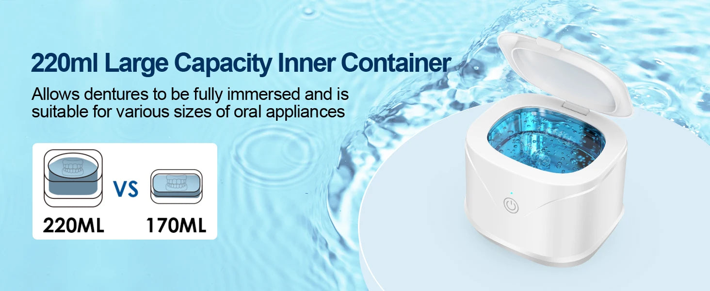 KUNPHY 46kHz Ultrasonic Cleaner Mini Portable Washing Machine Timer Ultrasound Bath Sonic Cleaning Devices for Dentures Aligner