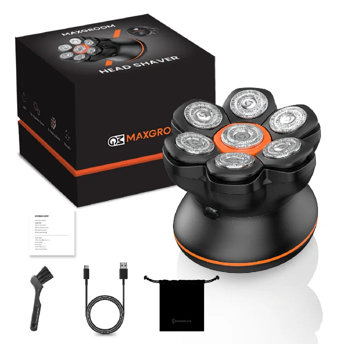 MAXGROOM 7D Head Shavers for Bald Men Wet/Dry Electric Shaver Hair Trimmer USB Rechargeable LED Display Waterproof Beard Trimmer