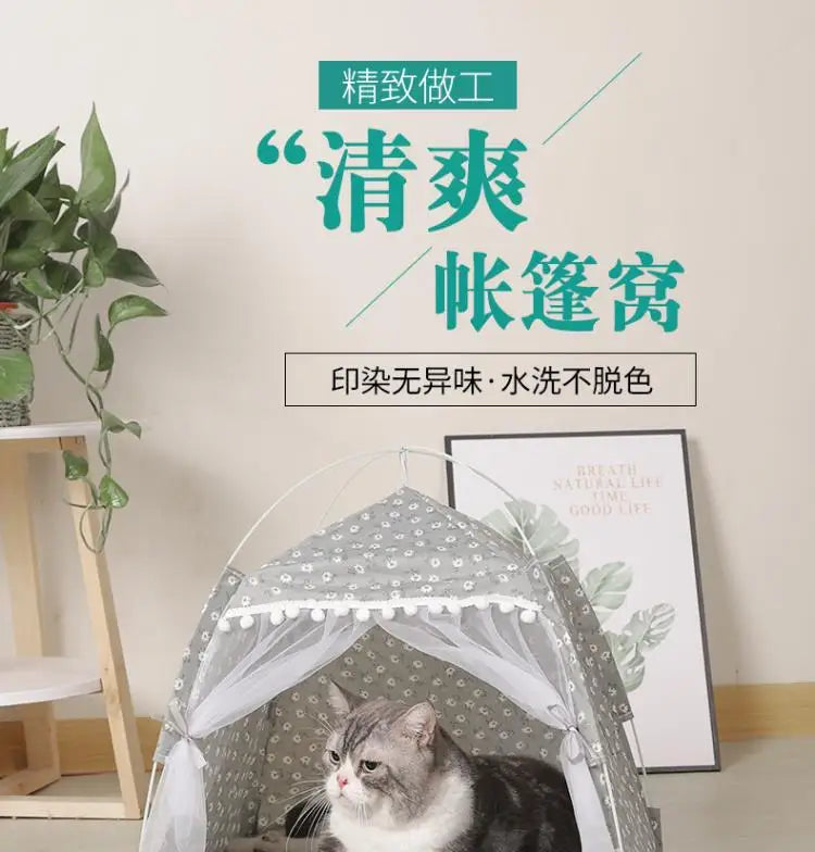 Cat Tent Bed Pet Cat House Closed Cozy Puppy Cage with Floors Pet Dog House Calming Cat Beds Puppy Kennel Tents Pet Supplies