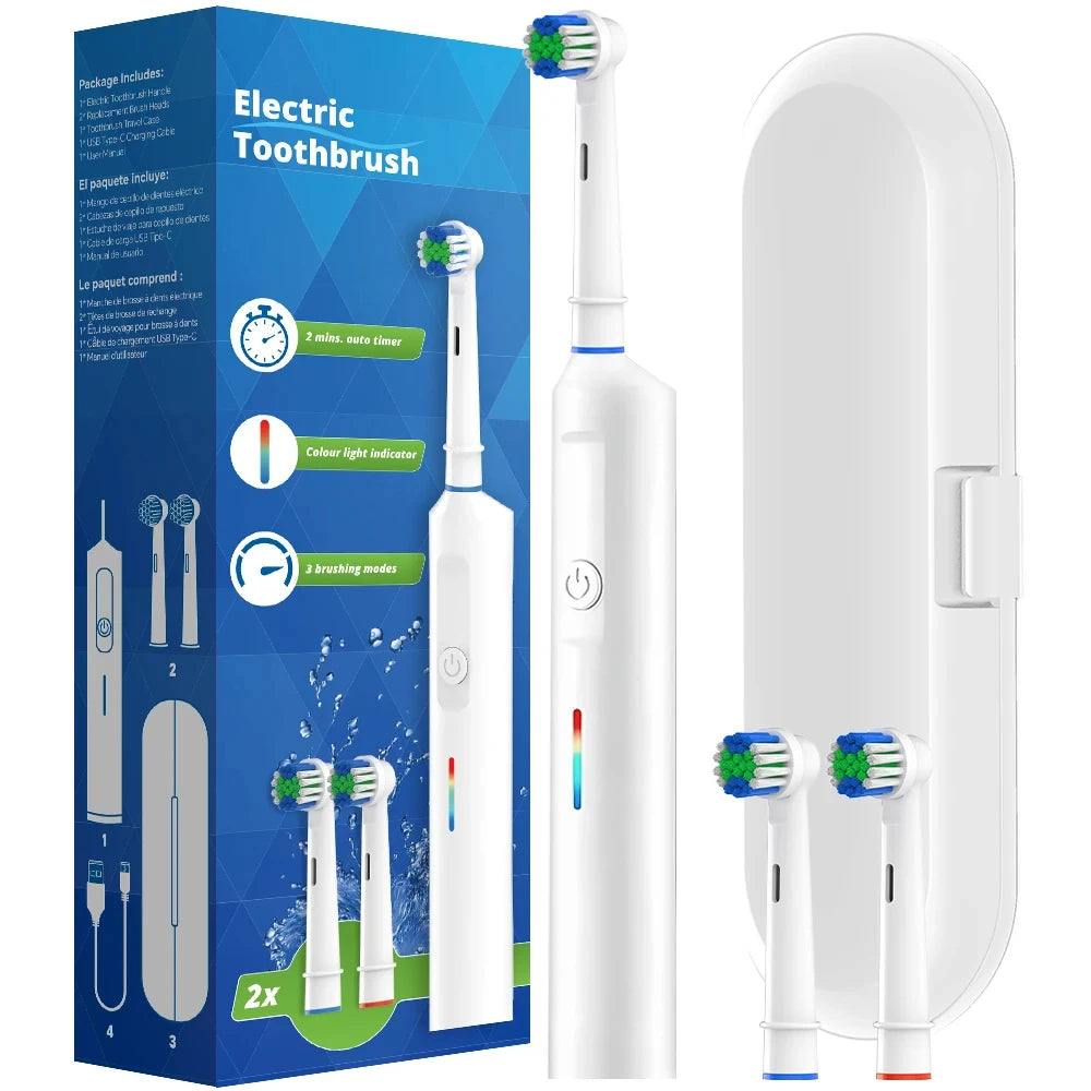 Smart Rotating Electric Toothbrush, Rechargeable Rotary Toothbrush  Heads, Compatible with Oral B Replacement Brush Heads