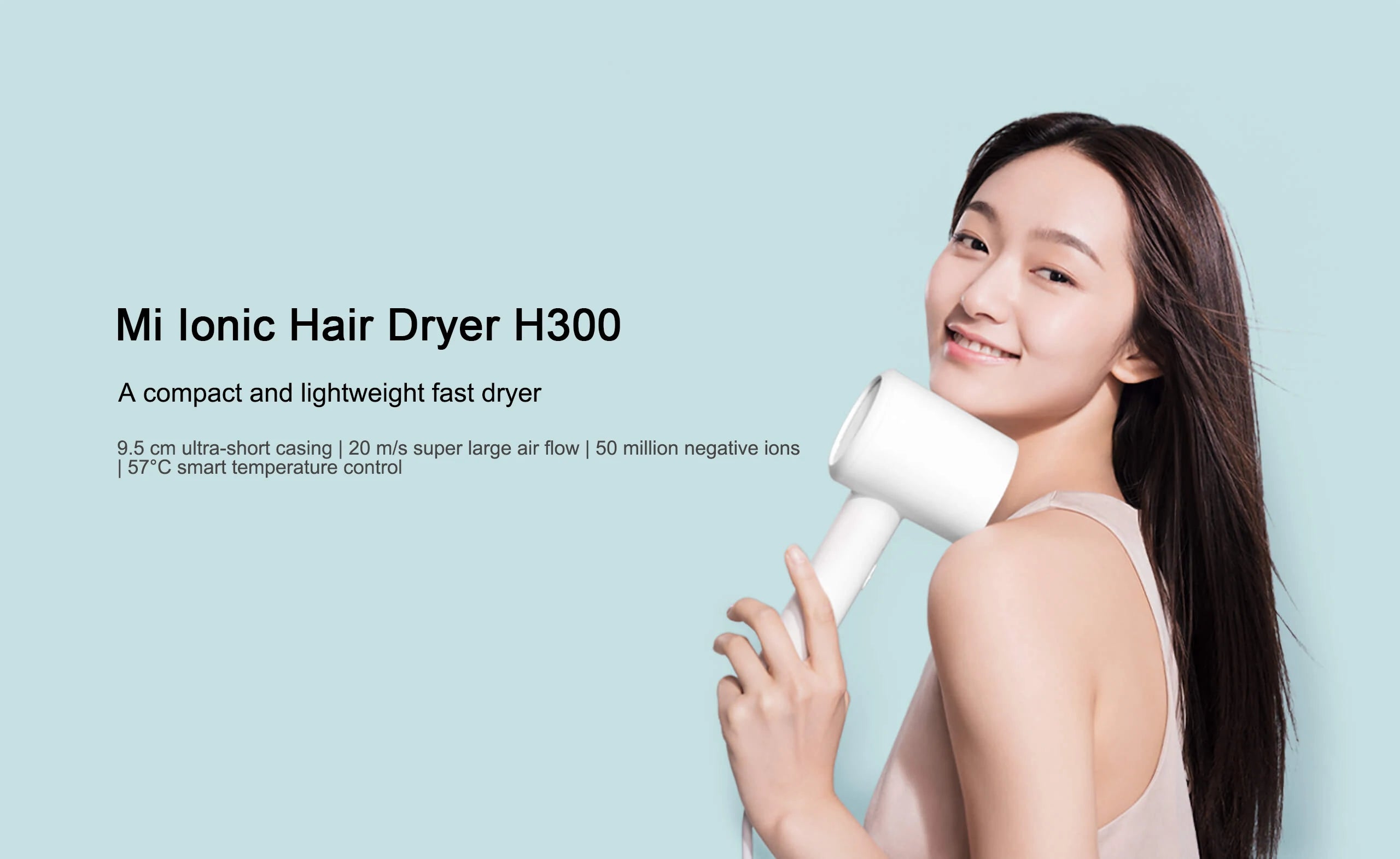 XIAOMI MIJIA Negative Ionic Hair Dryer H300,Constant temperature 57°C,Professional 1600W Blow Dryer,220V CN Version With Adapter