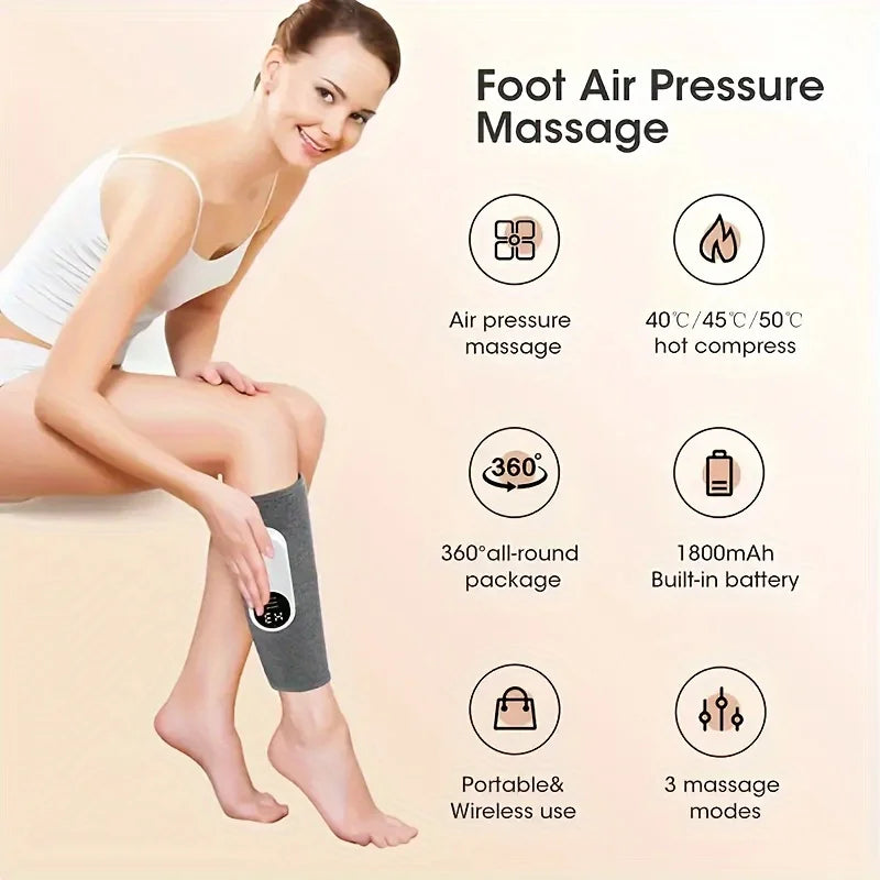 1/2 Leg Massager for Round Calf Push, 3 Intensities, 3 Heat Levels, Air Compression Massager, Heat Leg Massager