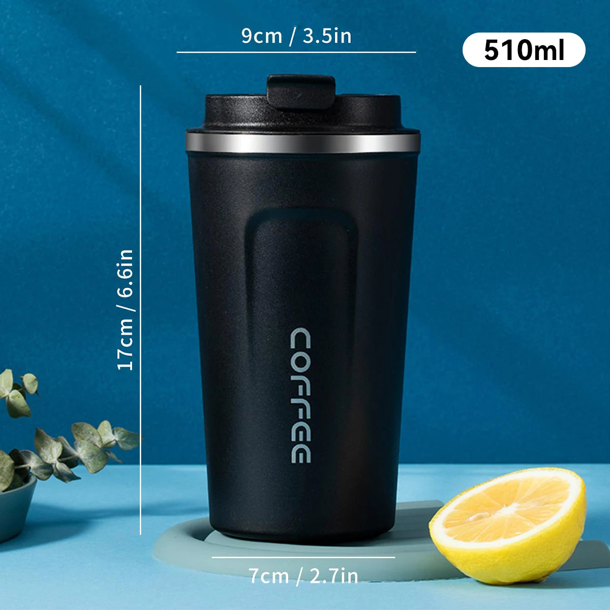 WORTHBUY 510ML 304 Stainless Steel Thermos Water Cup Portable Tumbler Leak-proof Drinkware Double Wall Insulated Coffee Mug