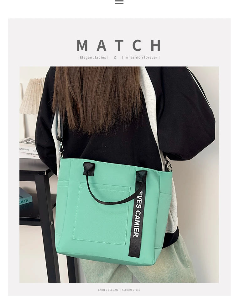 Nylon Fabric Shoulder Bag Casual Large Capacity Versatile Crossbody Bag Daily Commuting Tote Bag
