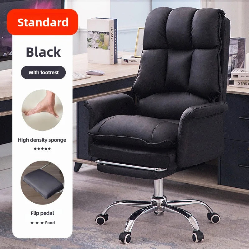 Boss Computer Chair Home Office Computer Sofa High Backrest PU Leather Ergonomic Reclining Swivel Seat for Home Study Backrest