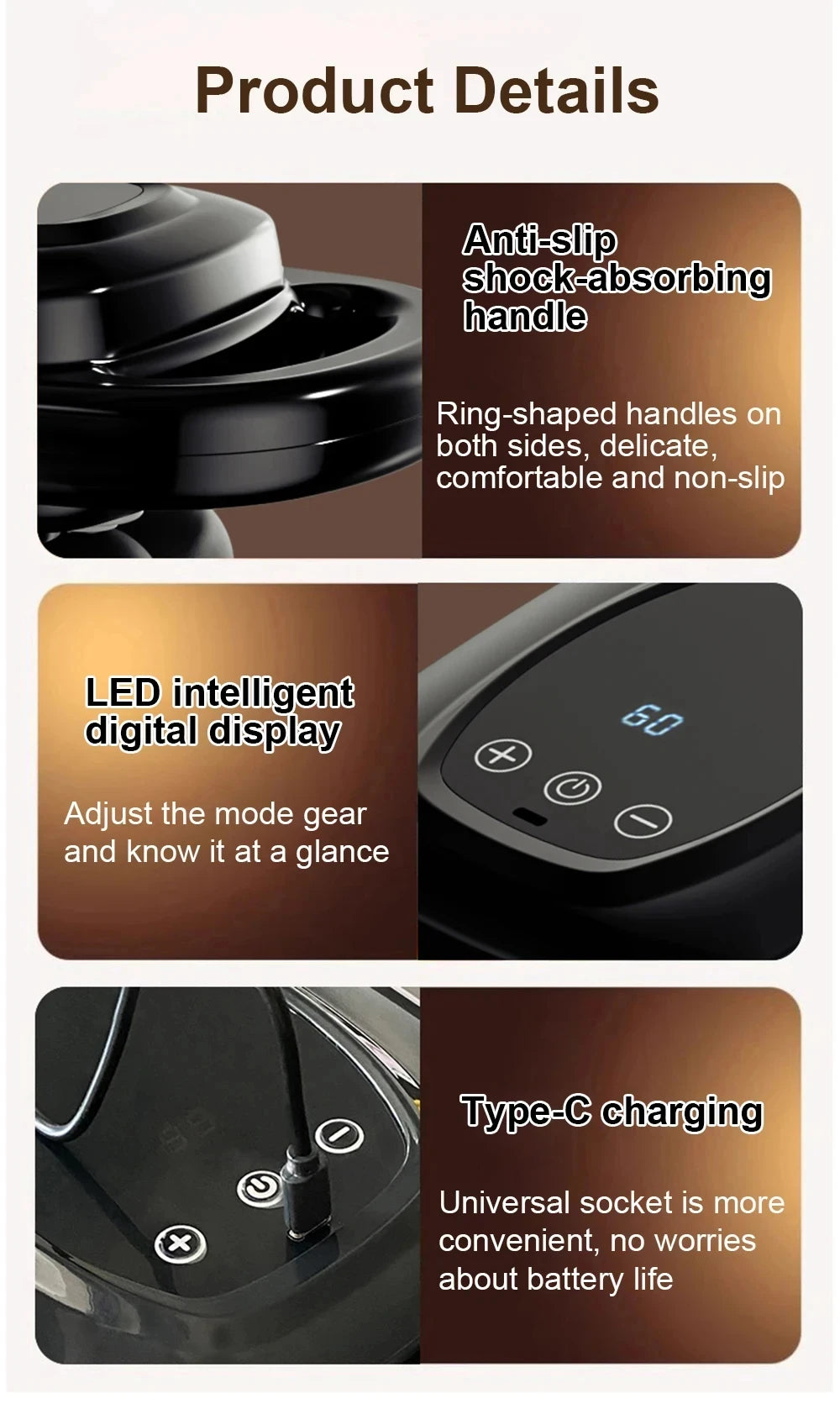 6-Head Muscle Massager for Deep Tissue Percussion & Relaxation, Body Tension from Neck, Shoulders, Legs