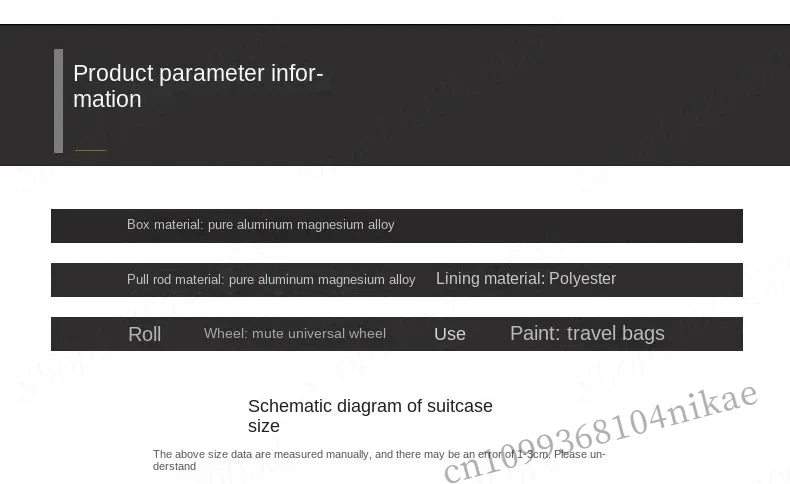 Aluminum Magnesium Alloy Rolling Luggage 20 Inch Metal Trolley Case Lightweight Carry On Suitcase For Business Trip Travel Cabin