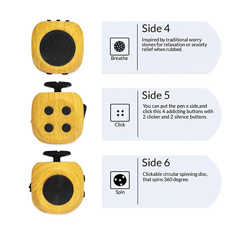 Fidget Cube Toys,6 Sides Anti Stress Fidget Cube Dice For Kids Adults Autism ADHD OCD Anxiety Relief Focus,EDC Hand Sensory Toys