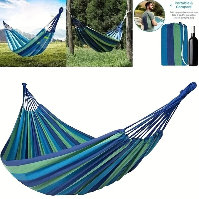 450lb Heavy-Duty Kapok Filled Cotton Camping Hammock - Upgraded Thickened 320G Durable Canvas Fabric, Anti-Roll Balance Beams