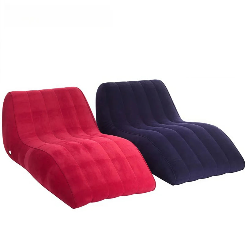 Leisure Inflatable Sofa Thickened Plush Lazy Sofa, S-Shaped Portable Inflatable Sofa Lounge Chair, Leisure and Comfortable Type