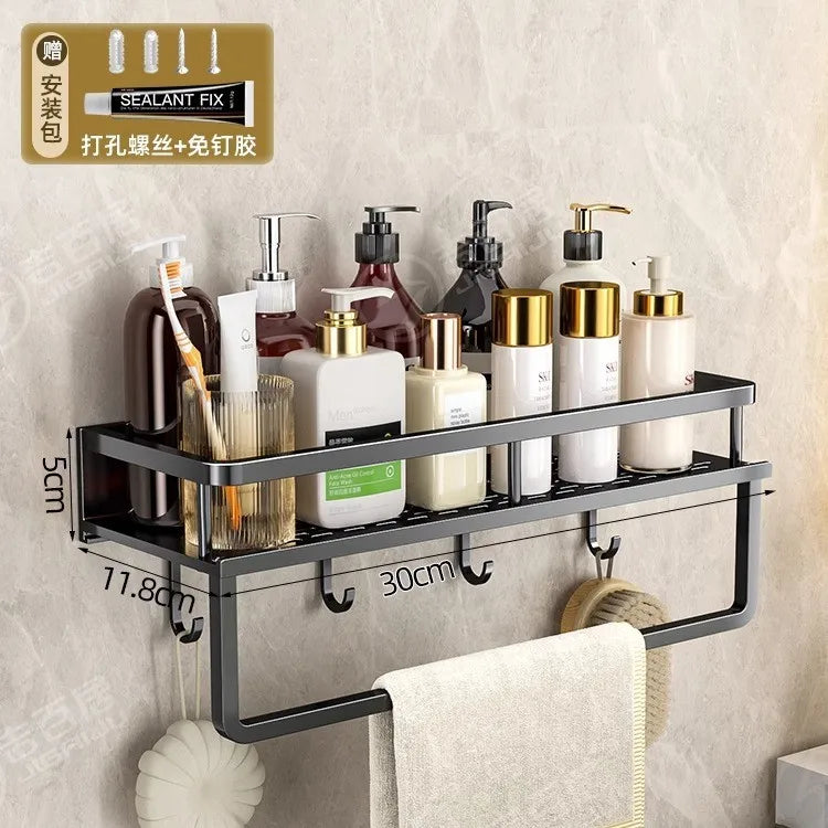 Wall-Mounted Storage Rack No-Drill Bathroom Vanity Shelf for Washroom Balcony Toilet - Organizer Shelf for Kitchen Bathroom