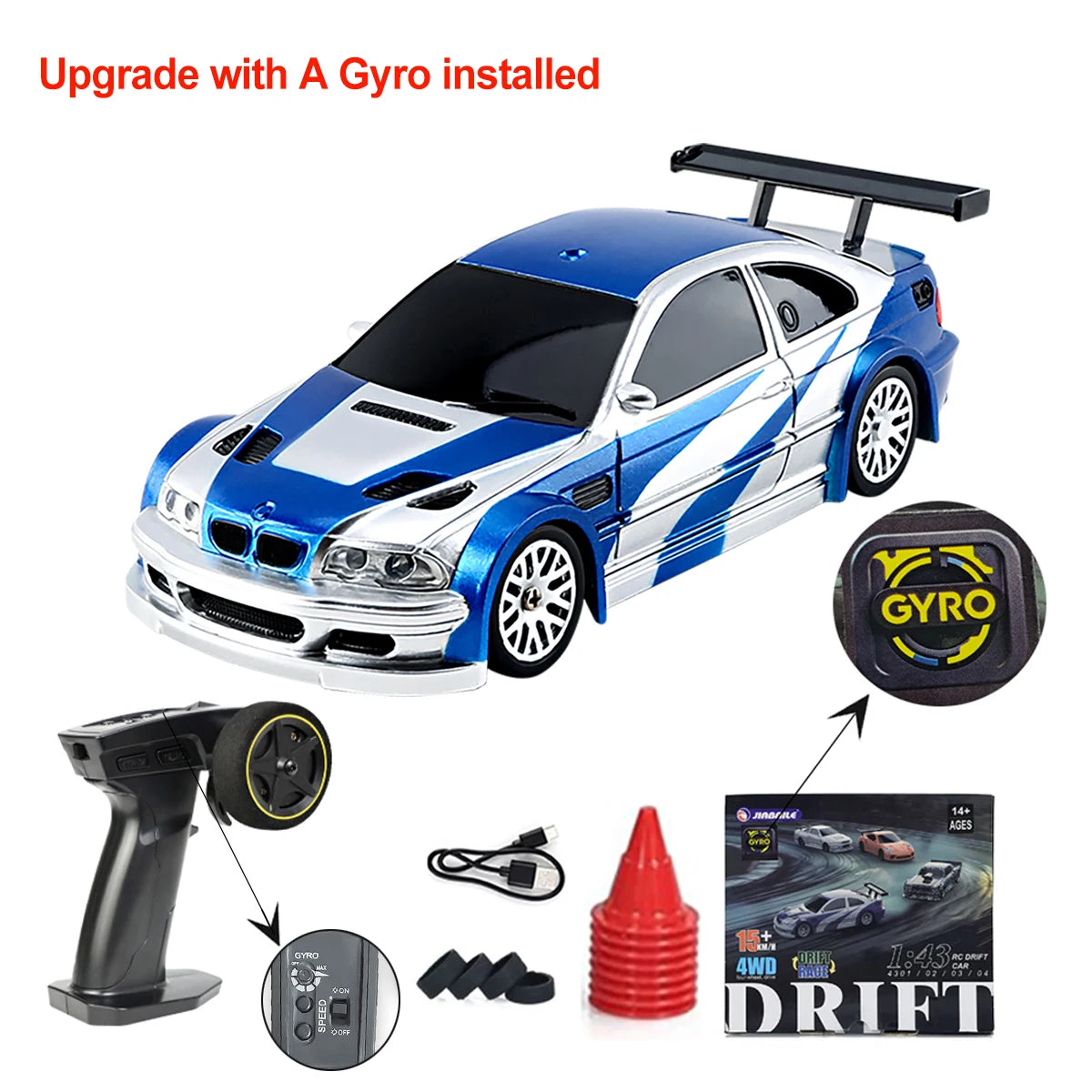 Upgraded Gyro 1/43 RC Drifting Car Racing RTR 4WD High Speed Radio Control Model 2.4G Drift Race Vehicle Mini Gifts