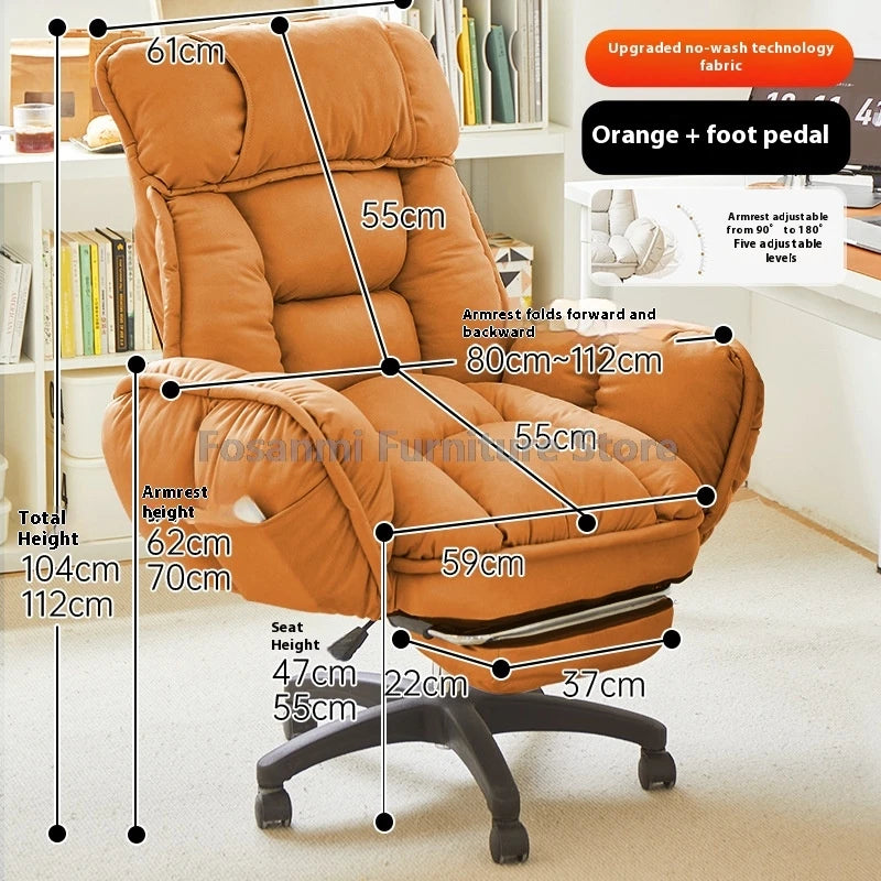High-Back Gaming Recliner Chair Home Office Comfort Soft Desk Chair Ergonomic Wide Seat Computer Chairs with Adjustable Armrests