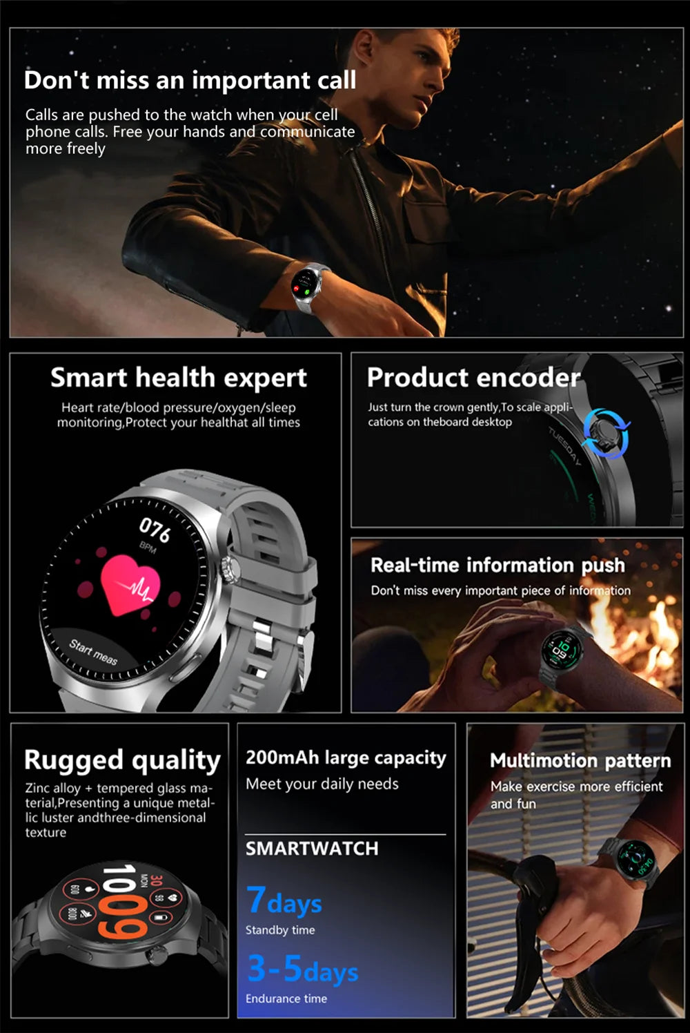 LAXASFIT 2025 New Men's Smart Watch HD Screen Heart Rate Bluetooth Call NFC Smartwatch For Men Women Holiday Gifts