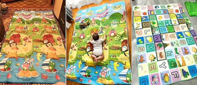 Baby Play Mat Doubel Sided Animals Kids Rug Educational Toys for Children Soft Floor Toddler Crawling Carpet Game Activity Gym