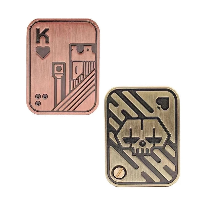 KK AA Fidget Slider Metal Skull Push Slider Stress Relief Toy Anti Stress EDC Top Spinning Poker Toys  Adults Gifts