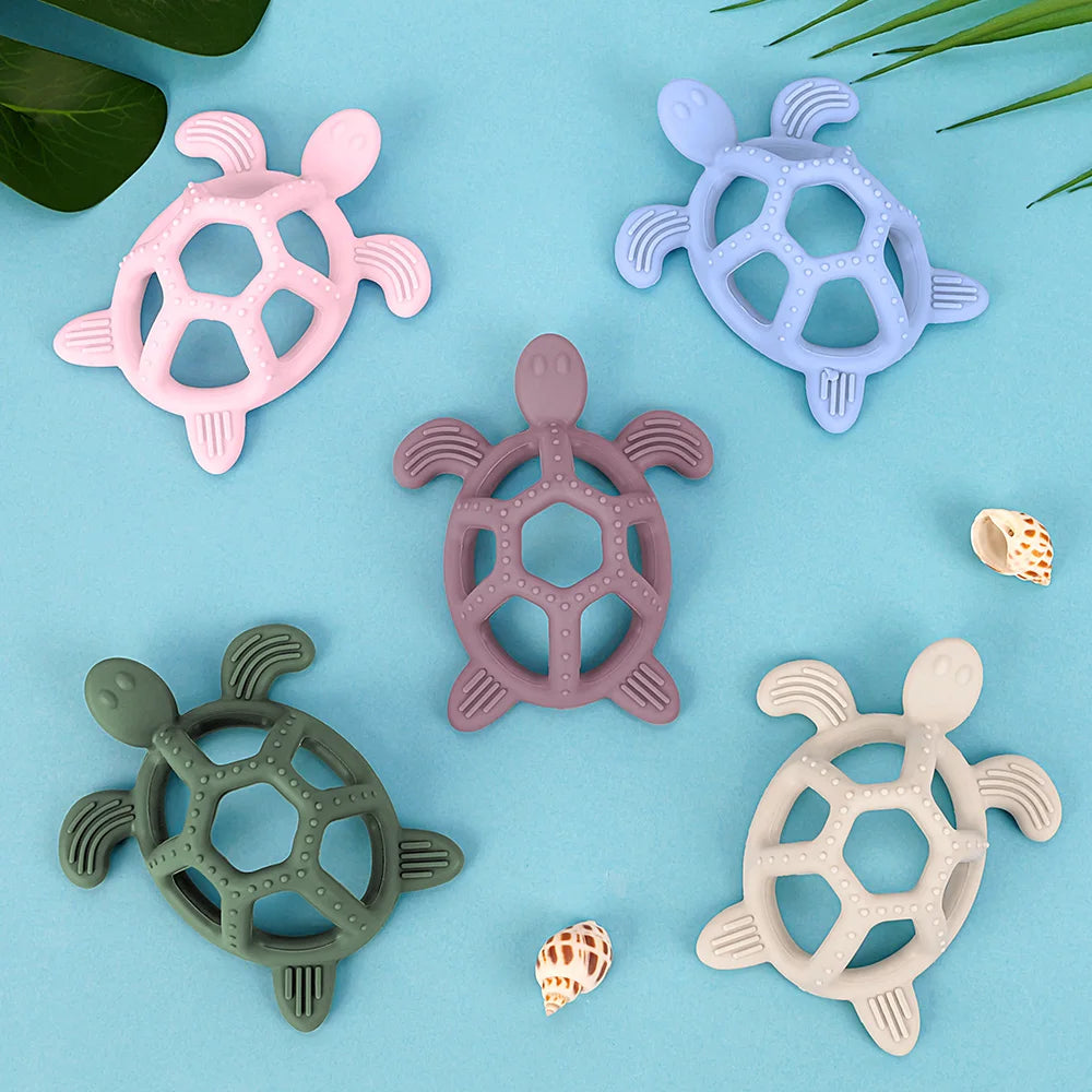 1pc Baby Silicone Teether Rodent Cartoon Animals Food Grade Silicone Turtle DIY Teething Toys For Teeth Rod Teethers Gift