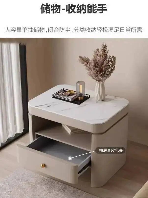 Aesthetic Luxury Bedside Table Unique Trendy Design Storage Nightstands With Drawers Mesita De Noche Bedroom Furniture