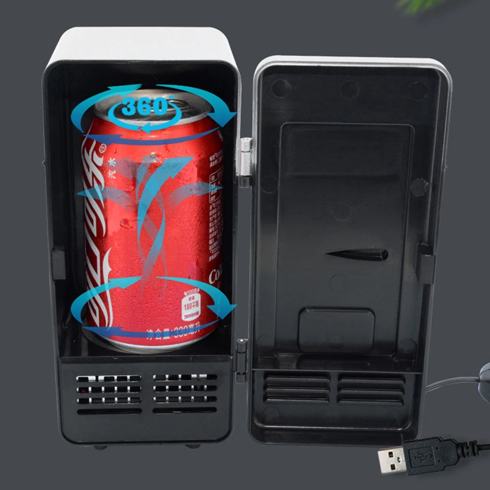 Mini USB Fridge Portable Cooler Beverage Drink Cans Cooler / Warmer Refrigerator for Car Laptop PC Computer Black Red Color 2025