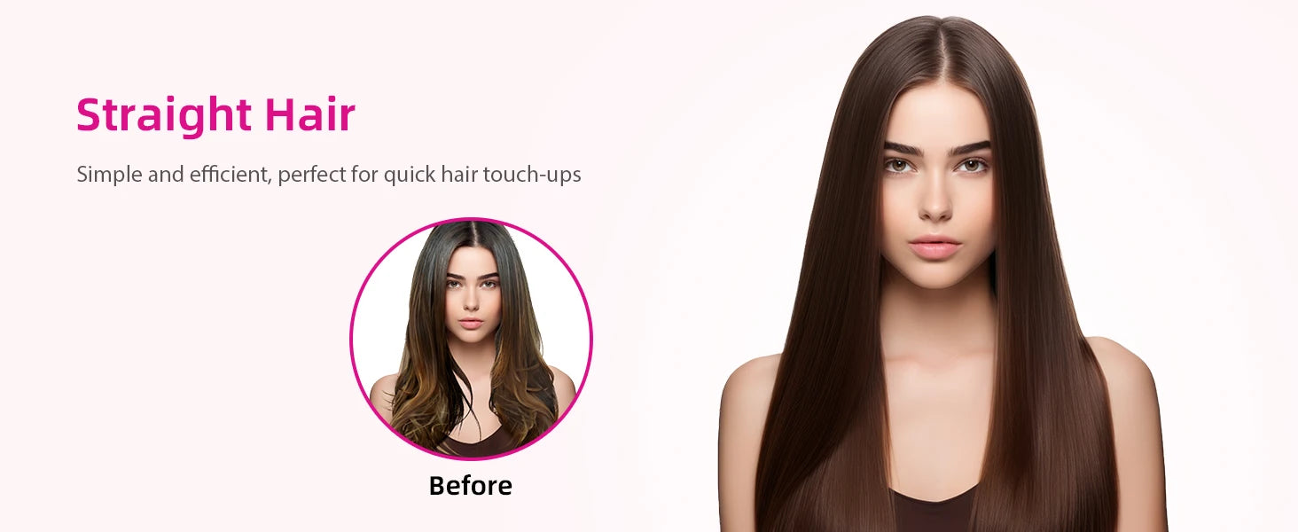 Cordless Hair Straightener Brush 10,000mAh Portable 300M Negative Ions for Frizz-Free Shine Fast Heating, Gift for Women