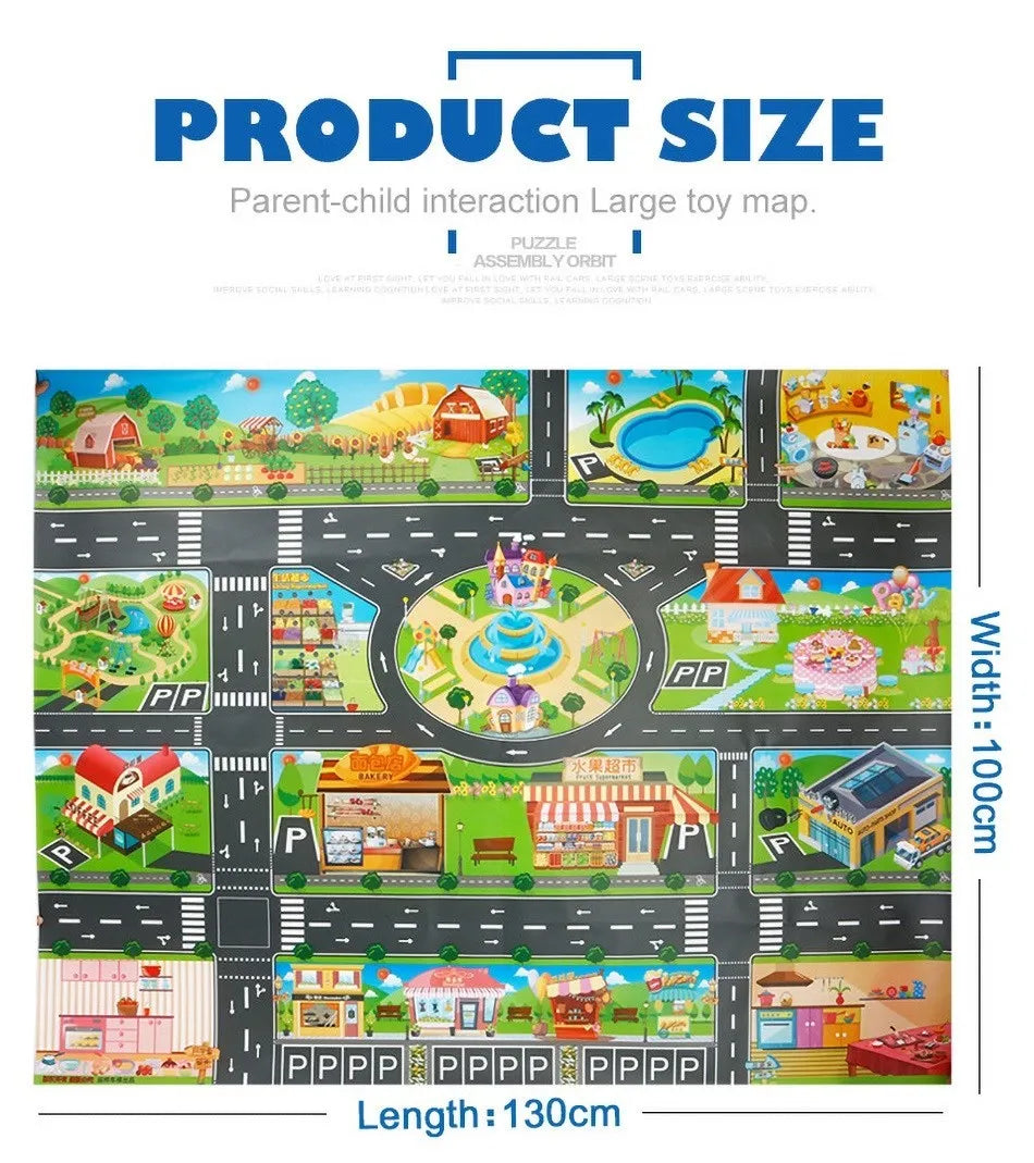 130*100cm Baby Crawling Mat for Children Cartoons Traffic Rug Indoor Toys City Road Carpet Kids Game Little Girl and Boy Playmat