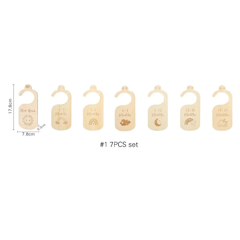 Baby Wooden Dividers Closet Size Wardrobe Separator Star Moon Milestone Cards Months Organizers Kids Photography Accessories