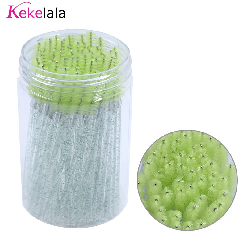 50Pcs/Bottle Eyelash Extension Brushes With Container Eyebrow  Eye Lash Mascara Wands Spoolies In Case Wholesale