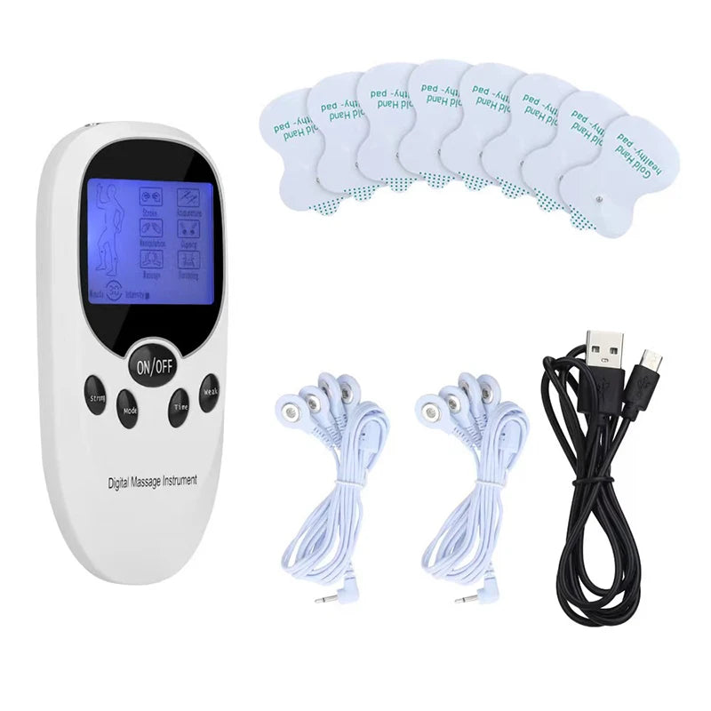 Dual Channel Electric TENS Physiotherapy Massager Relax Muscle  Stimulator + 8 Gel Electrode Pads Health Care