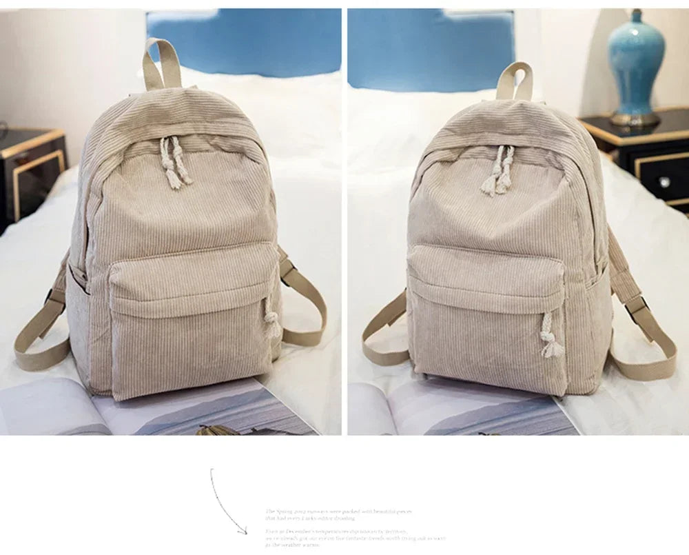 Personalized Corduroy Student Backpack, Anti-Theft Training School Bag for Teens, Unisex Classic Campus Shoulder Bag Knapsack