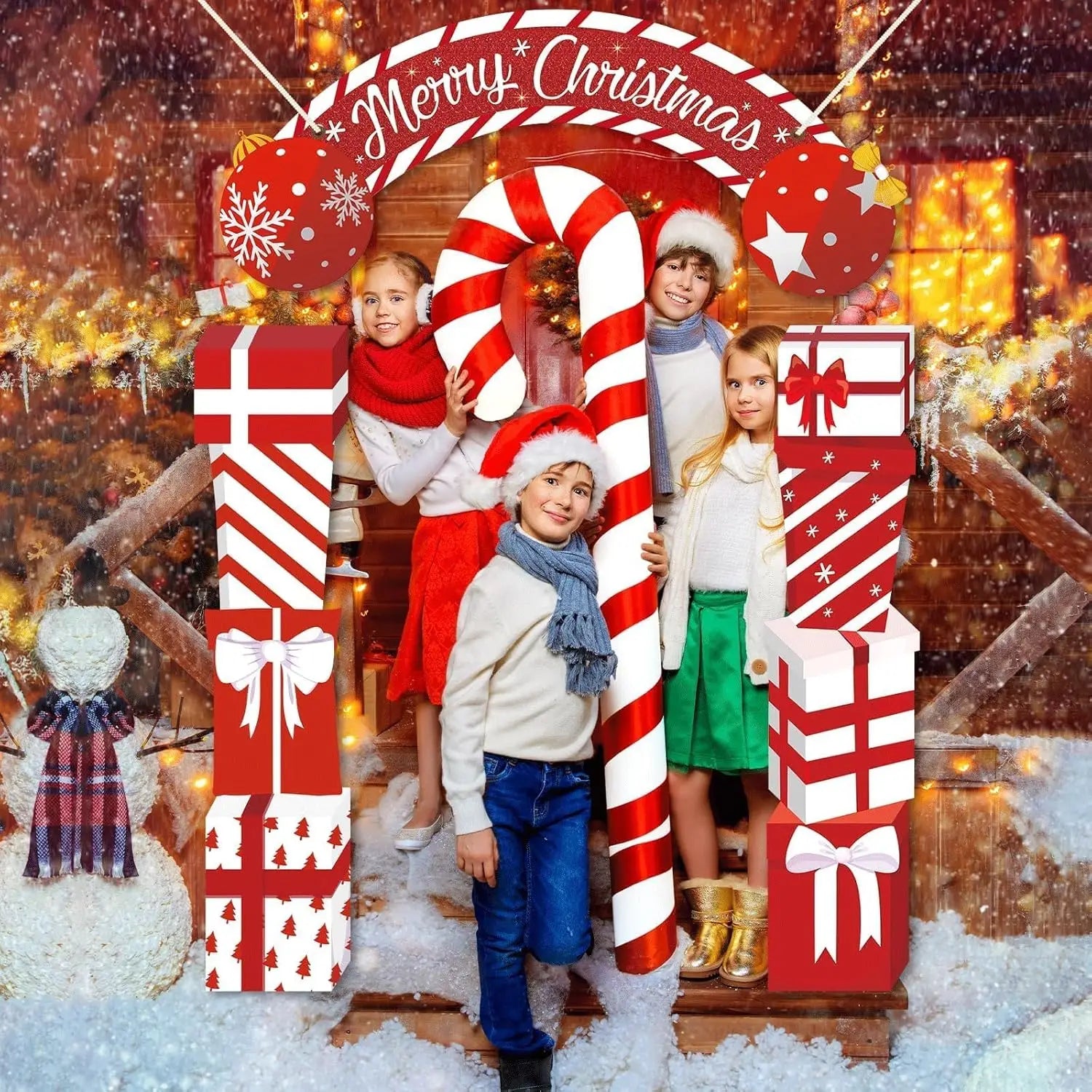 3Pcs Christmas Door Decoration Merry Christmas Porch Sign Front Door Banner Xmas Hanging Decoration Holiday Gift Backdrop