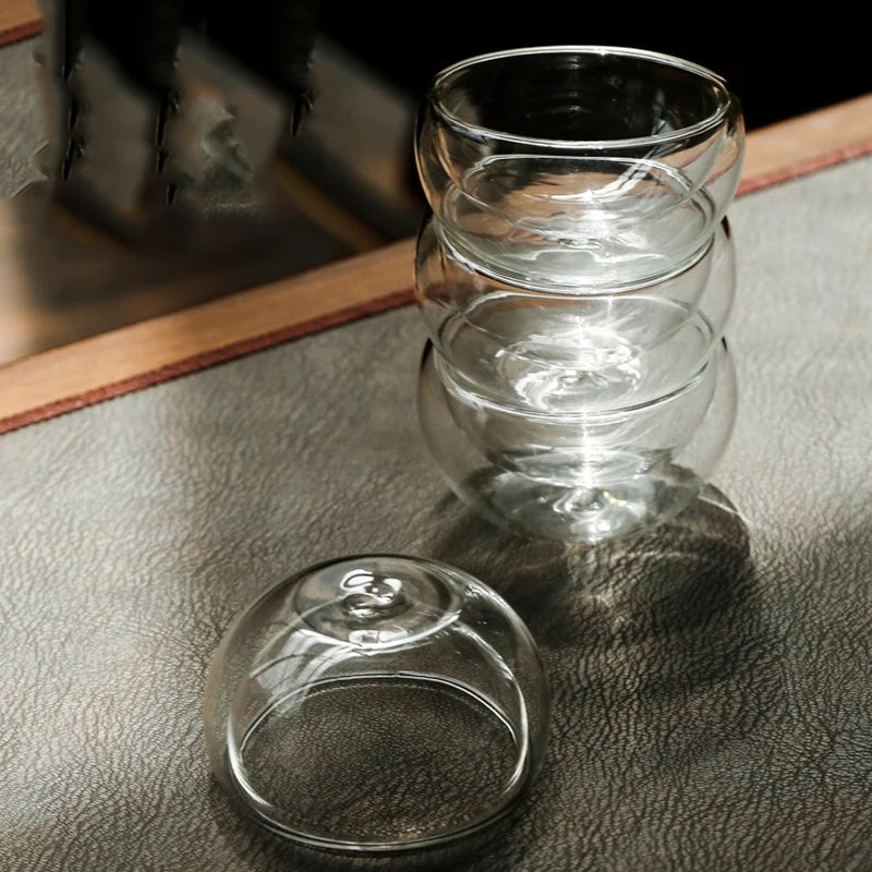 50ml Small Tea Cup Exquisite Double-layer Glass Transparent Cup Kung Fu Heat Resistant Teaware Puer Tea Coffee Cups Drinkware