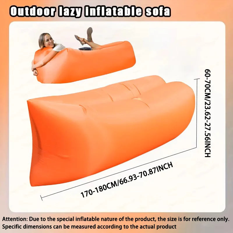 Single Person Lazy Inflatable Sofa Portable Outdoor Beach Air Sofa Bed Folding Camping Sleeping Bag for Comfortable Rest