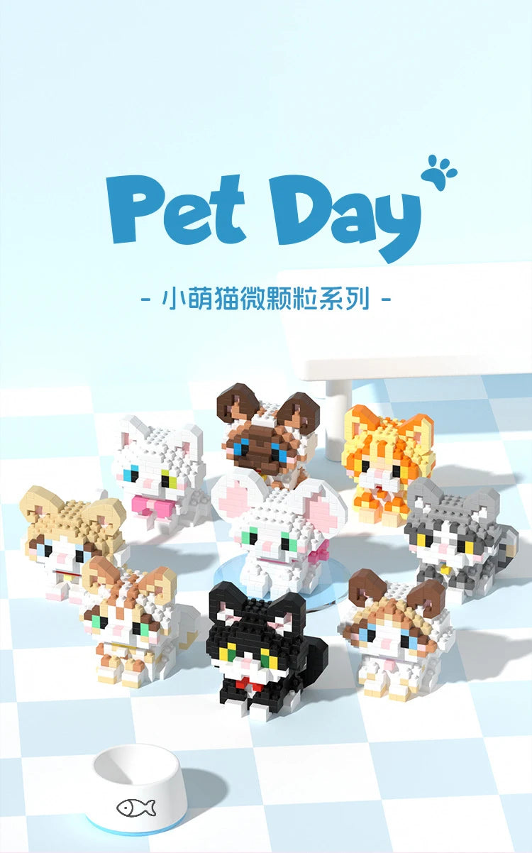 Animal Small Particle Dog Cat  Mini Building Blocks DIY Assembly Brick Sets Educational Toys for Kid 10 To 12 Year Birthday Gift