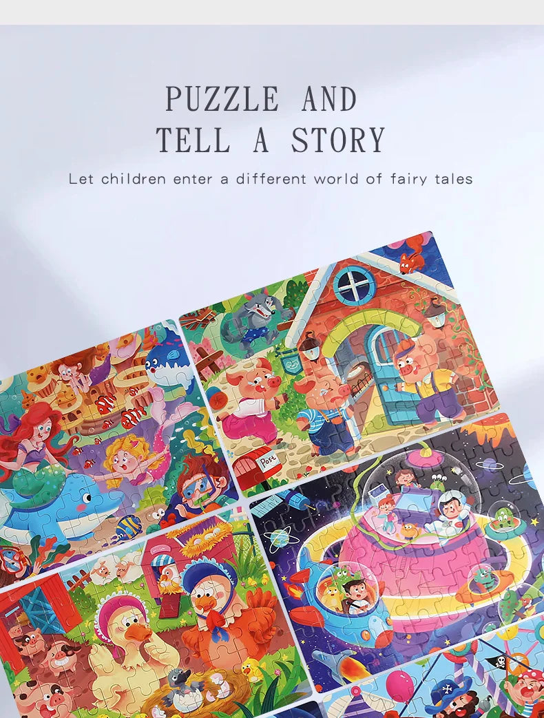 Clearance_60PCS Wooden Jigsaw Color 3D Puzzle Cartoon Characters Animal Early Educational Learning Logical Thinking Focus Puzzle