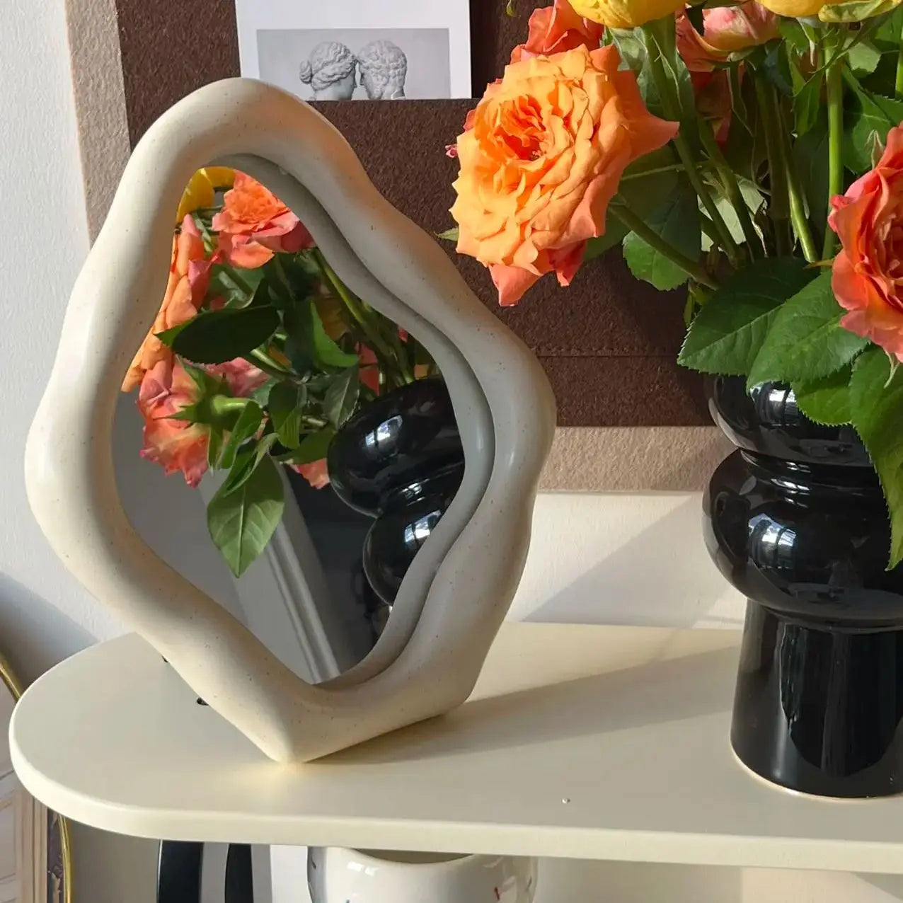 Irregular vintage dresser mirror high color French makeup mirror bedroom desktop decorative ornaments