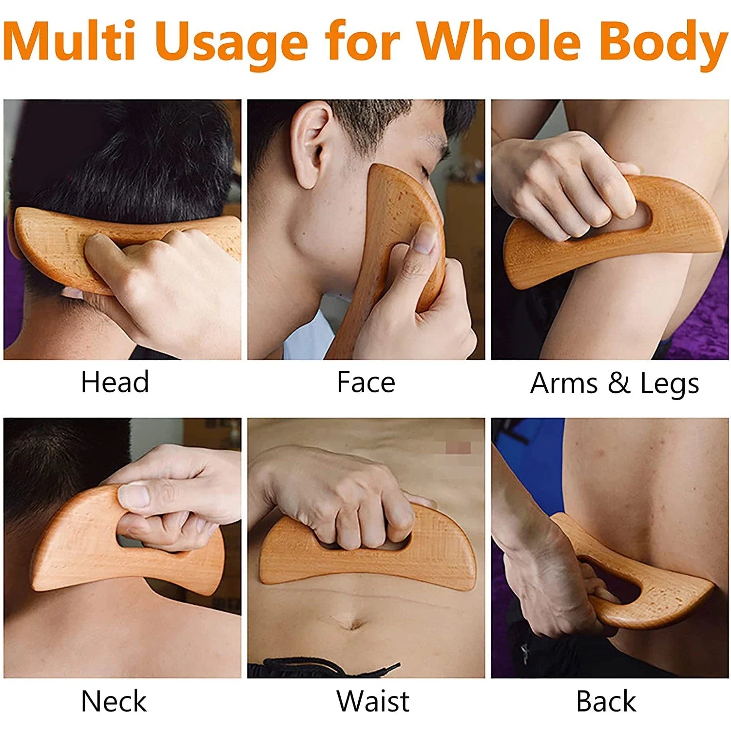 Body Gua Sha Tool Wooden Lymphatic Drainage Tool for Anti Cellulite and Relieve Muscle Fatigue Massage Tools for Neck Back