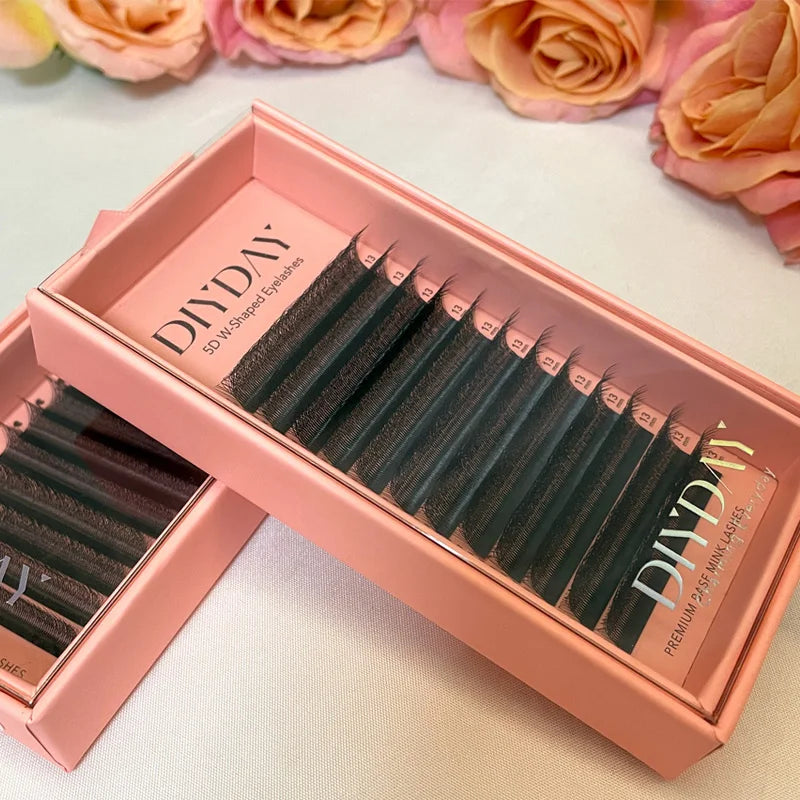 DIYDAY W Shaped Eyelash Extension Premade 3d 4d 5d 6d 7d 8d Mink Faux Lashes BASF PBT Natural Look False Eyelashes