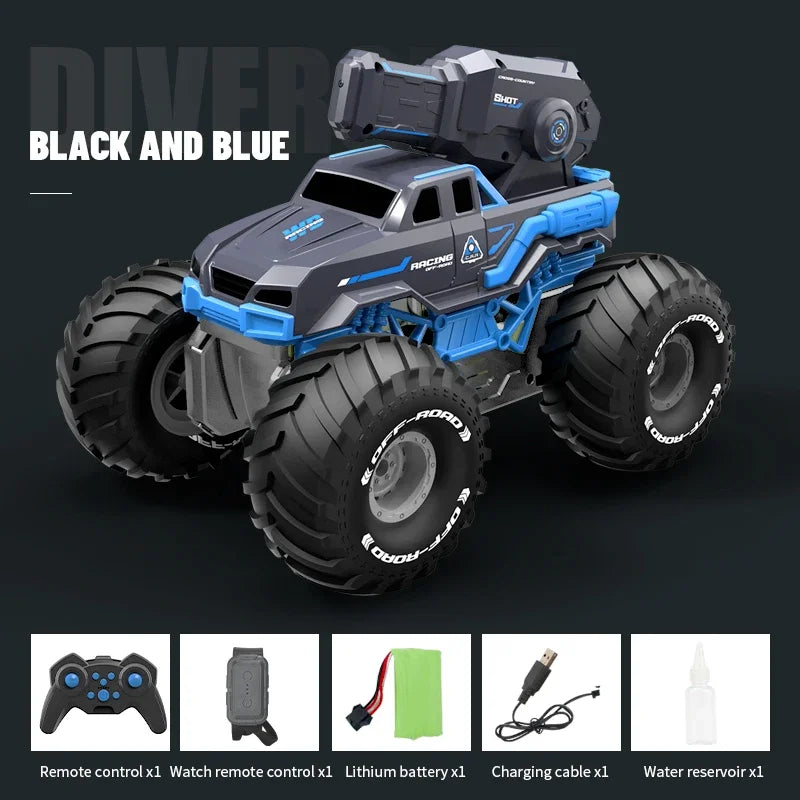 2.4G RC Car Self-absorbing High-pressure Water Gun Remote Control Amphibious Off-road Vehicle Climbing Stunt Car Water Toys Gift