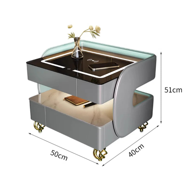 Modern Aesthetic Nightstands Wireless Charging Design Minimalist With Light Bedside Table Elegant Trendy Cajoneras Furniture