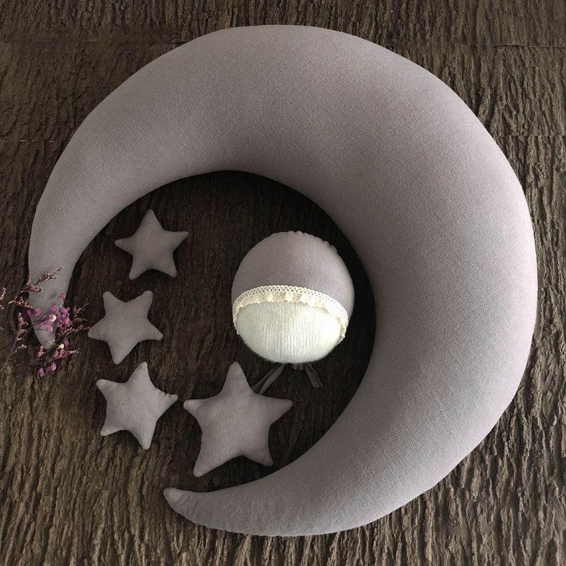 ❤️Newborn Photography Props Accessories Posing Crescent Pillow+Stars+Hat 6Pcs/Set Studio Baby Photo Decoration Moon Fotografia