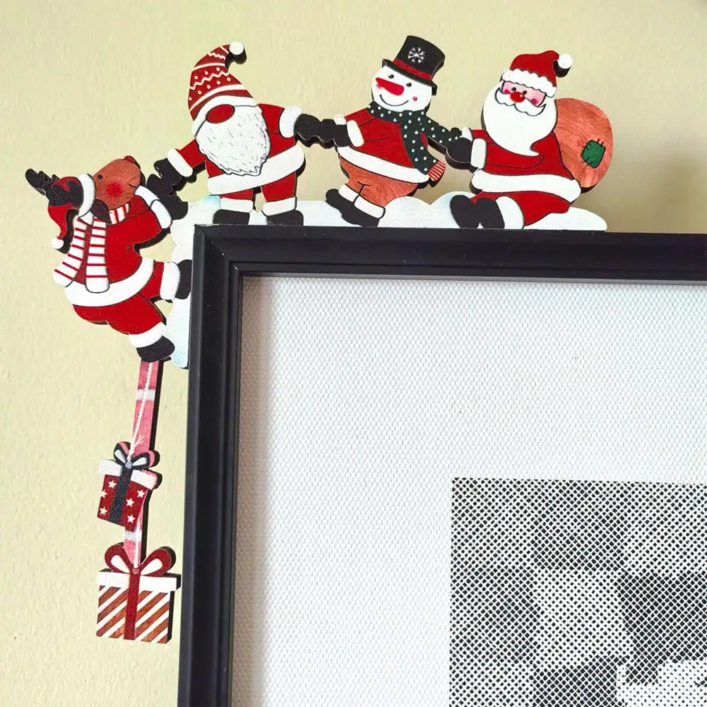 2026 New Wooden Santa Door Corner Decor Snowman Reindeer Pendant Christmas Cartoon Door Frame Decor Party Christmas Ornament